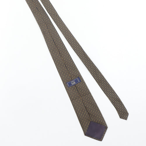 Jonelle Men's Brown Geometric Silk Tie Made in UK