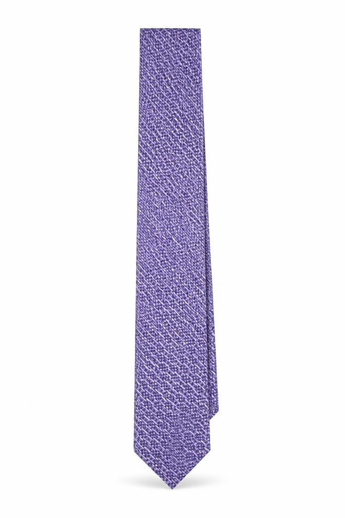 Front view of Jeff Banks Men's Purple Geometric Silk Designer Tie One Size