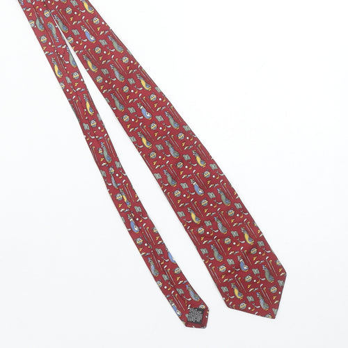 Beaufort by The Rack Men's Red Golf Print Silk Tie Made in Italy