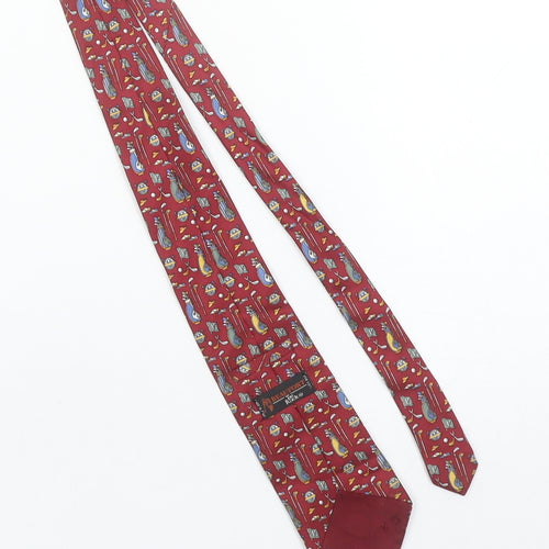Beaufort by The Rack Men's Red Golf Print Silk Tie Made in Italy