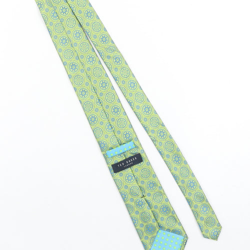 Ted Baker Men Aqua Green Geometric Silk Slim Tie 176cm
