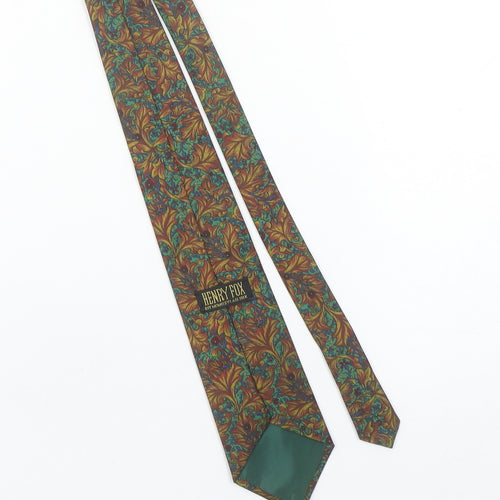 Henry Fox Men's Brown Floral Silk Tie Made in UK - Vintage
