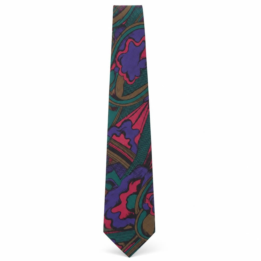 Front view of Rossini Men's Multicoloured Abstract Designer Silk Tie One Size