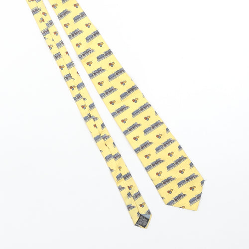 Beaufort by Reko Men’s Yellow Silk Train Patterned Tie Made in Italy