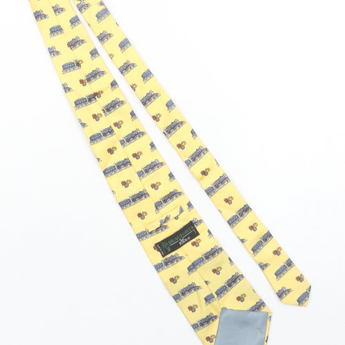 Beaufort by Reko Men’s Yellow Silk Train Patterned Tie Made in Italy