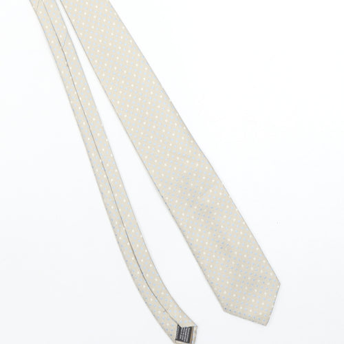 Tie Rack Men's Beige Blue Geometric Slim Polyester Tie