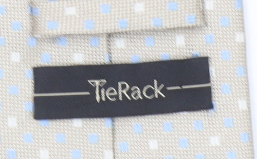 Tie Rack Men's Beige Blue Geometric Slim Polyester Tie