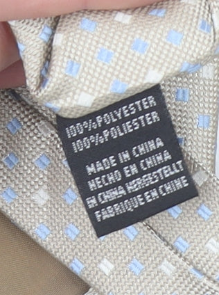 Tie Rack Men's Beige Blue Geometric Slim Polyester Tie