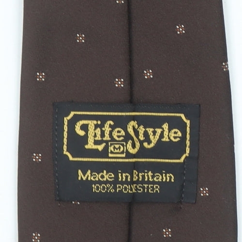 Life Style Men’s Brown Polka Dot Pointed Tie Made in Britain 100% Polyester