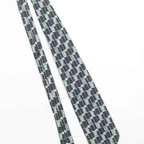 Copperstone Men's Blue Geometric 100% Silk Pointed Tie