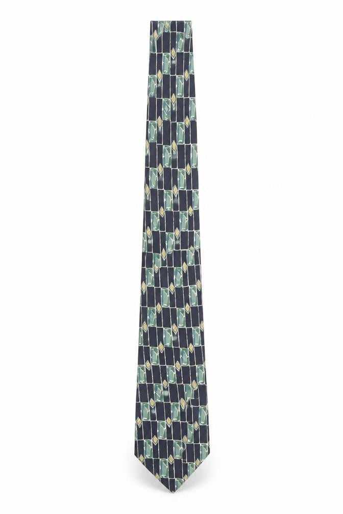 Front view of Copperstone Men's Blue Geometric 100% Silk Pointed Tie