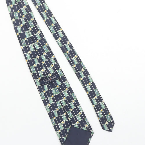 Copperstone Men's Blue Geometric 100% Silk Pointed Tie