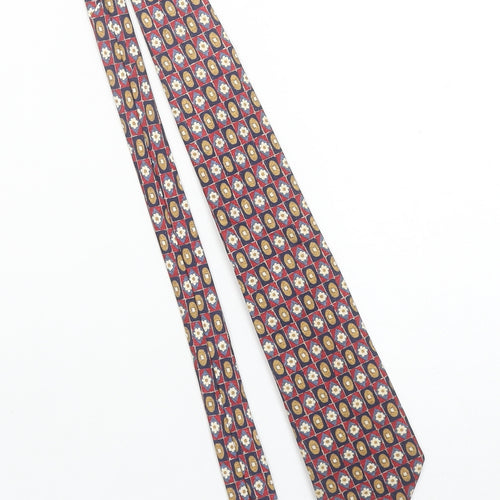Jonelle Men's Red Geometric Silk Tie Made in England 176cm