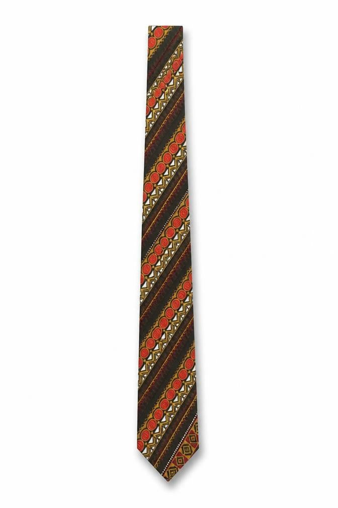 Front view of Greatwall Men's Multicoloured Geometric 100% Silk Tie