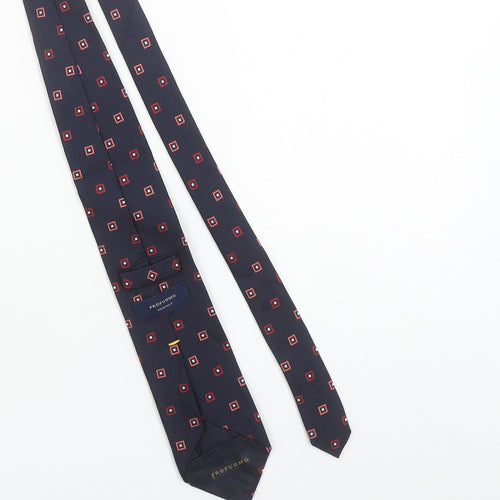 Profuomo Men's Navy Blue Geometric Silk Tie 176