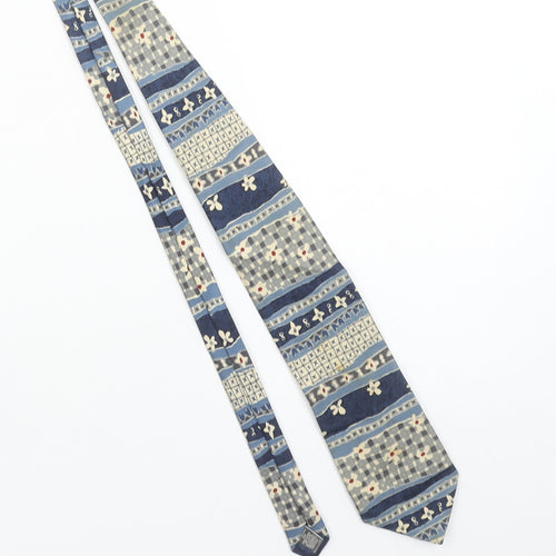 Marks and Spencer Men's Blue Geometric Pattern Silk Tie
