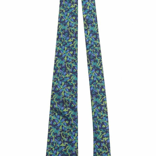 Charles Tyrwhitt Men's Blue Green Camouflage Silk Handmade Tie One Size