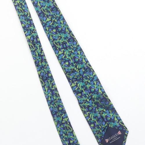 Charles Tyrwhitt Men's Blue Green Camouflage Silk Handmade Tie One Size