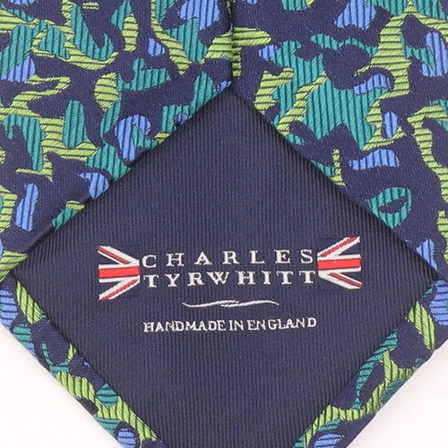 Charles Tyrwhitt Men's Blue Green Camouflage Silk Handmade Tie One Size