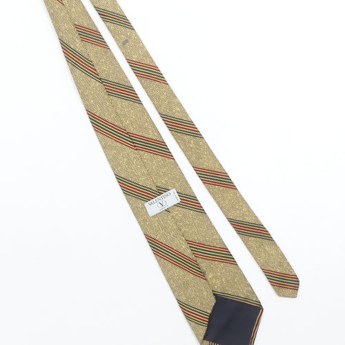 Valentino Men's Beige Striped Silk Designer Tie One Size
