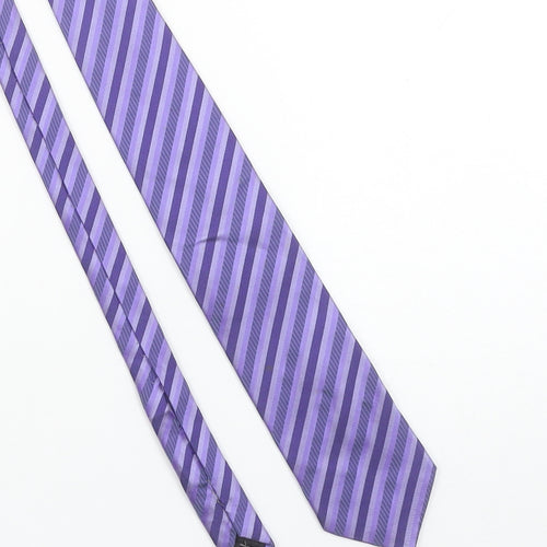 Van Gils Men's Purple Striped Silk Slim Tie One Size