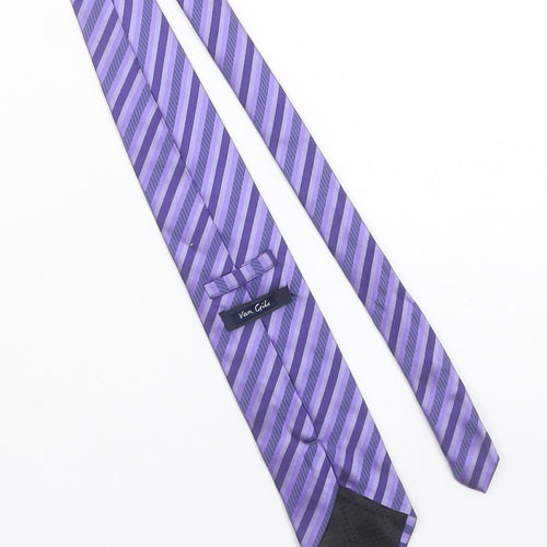 Van Gils Men's Purple Striped Silk Slim Tie One Size