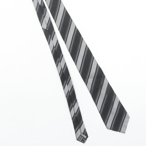 Tie Rack London Men's Grey & Black Striped Silk Tie