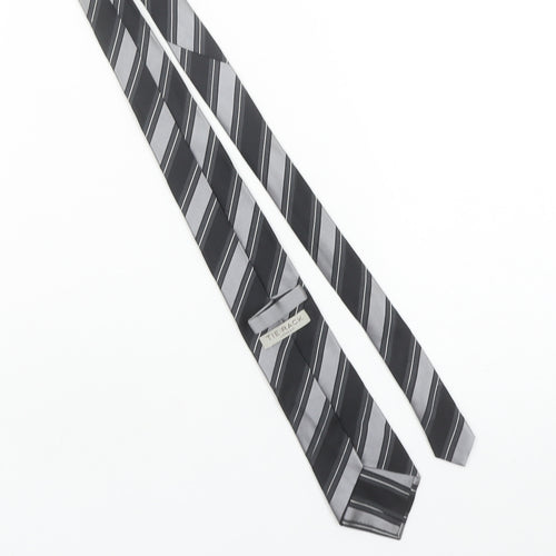 Tie Rack London Men's Grey & Black Striped Silk Tie
