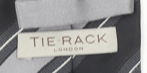 Tie Rack London Men's Grey & Black Striped Silk Tie