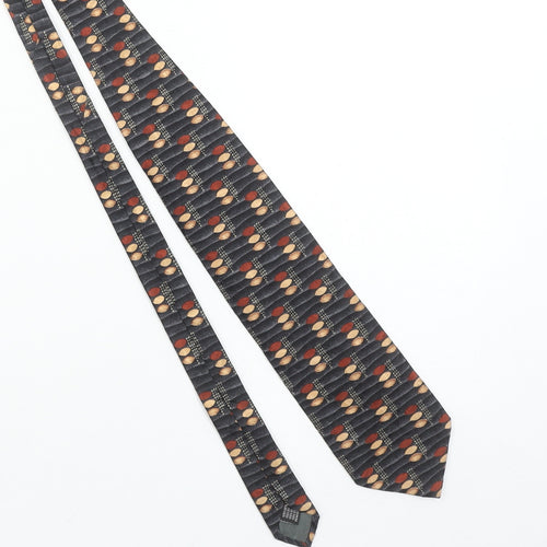 Gino Rossini Men's Black Geometric Silk Designer Tie One Size
