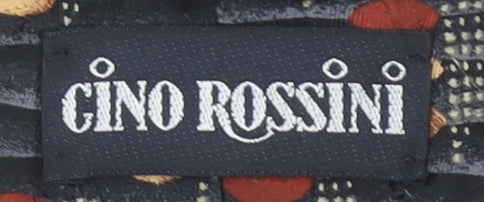 Gino Rossini Men's Black Geometric Silk Designer Tie One Size