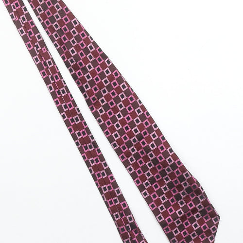 Daniel Hechter Men's Pink & Brown Geometric Silk Tie One Size