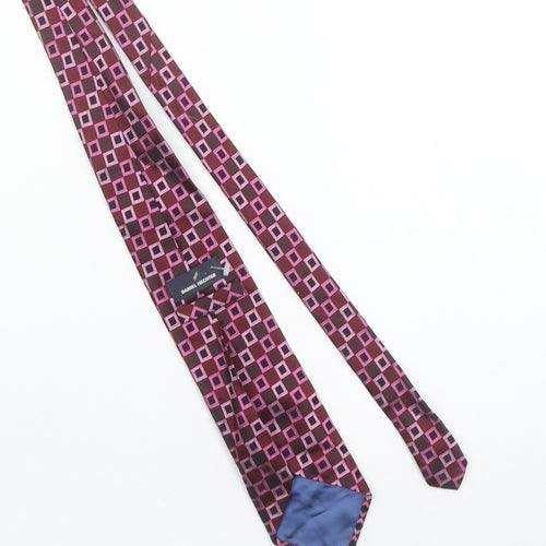 Daniel Hechter Men's Pink & Brown Geometric Silk Tie One Size