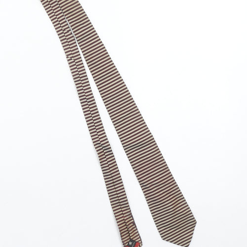 Marques Hovel Men's Brown Striped Pure Silk Slim Tie