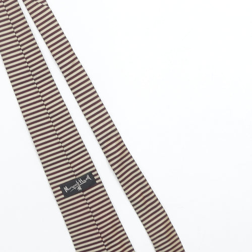 Marques Hovel Men's Brown Striped Pure Silk Slim Tie