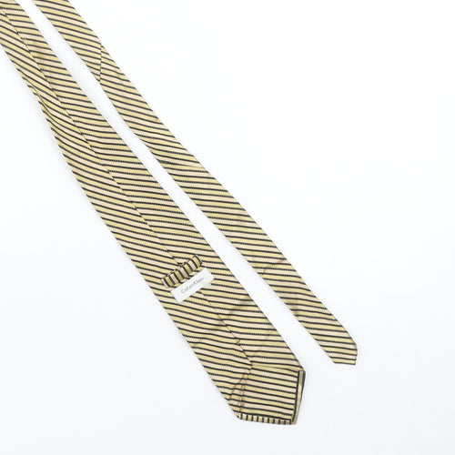 Calvin Klein Men's Beige Striped Silk Designer Tie One Size