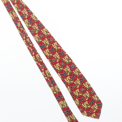 Alexandre London Men's Red Dog Print 100% Silk Tie