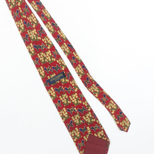 Alexandre London Men's Red Dog Print 100% Silk Tie