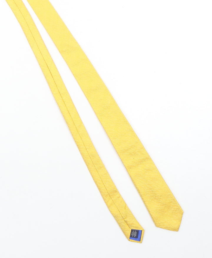 Charles Tyrwhitt Men's Yellow Silk Slim Tie Made in England