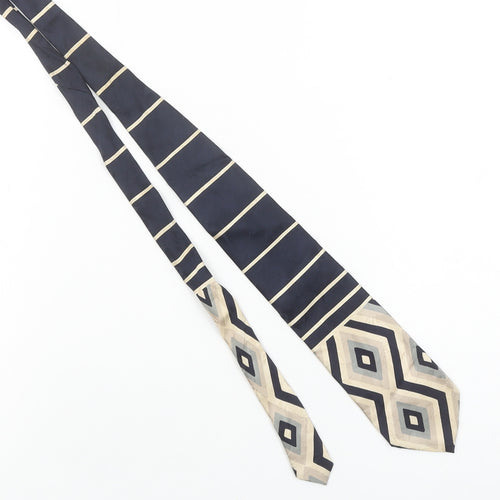 Nuccio Dottavio Sarto Men's Navy Beige Geometric Silk Tie One Size