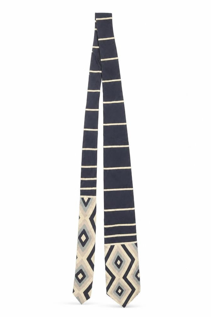 Nuccio Dottavio Sarto Men's Navy Beige Geometric Silk Tie One Size