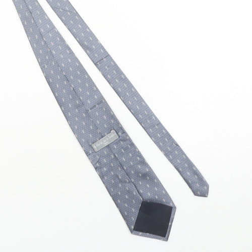 Charles de la Jonquière Paris Grey Silk Patterned Men's Tie 176cm