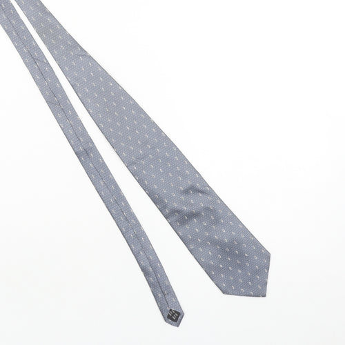 Charles de la Jonquière Paris Grey Silk Patterned Men's Tie 176cm