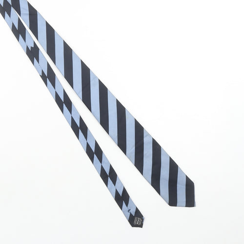 Tie Rack London Men's Blue & Black Striped 100% Silk Tie