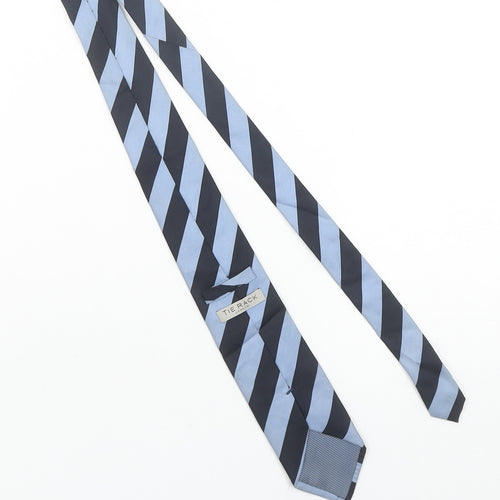 Tie Rack London Men's Blue & Black Striped 100% Silk Tie