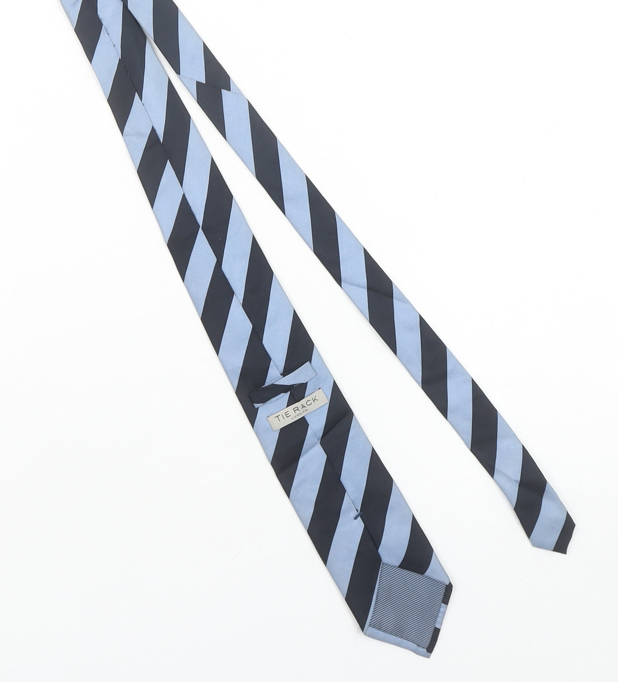 Tie Rack London Men's Blue & Black Striped 100% Silk Tie