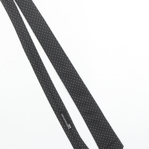 Butlerandwebb Men's Black Silk Slim Polka Dot Tie
