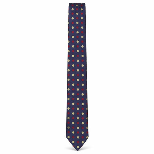 James Meade Men's Navy Pure Silk Polka Dot Tie - Excellent Condition