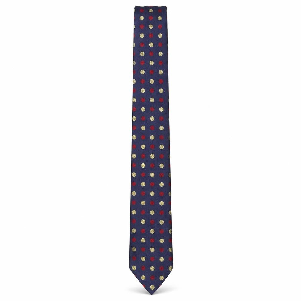 James Meade Men's Navy Pure Silk Polka Dot Tie - Excellent Condition