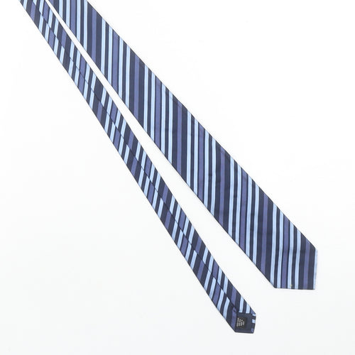 Fellini Men's Blue Striped Pure Silk Italian Tie